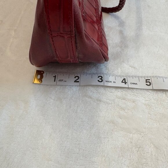 Marc Chantal (MC) Red Faux Croc Embossed Shoulder Bag W/ Double Braided Straps - Picture 9 of 16